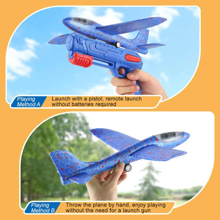 طائرة طرد من الرغوة للأطفال في الهواء الطلق . Kids Outdoor Foam Glider Launcher