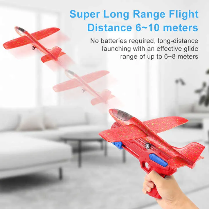 طائرة طرد من الرغوة للأطفال في الهواء الطلق . Kids Outdoor Foam Glider Launcher