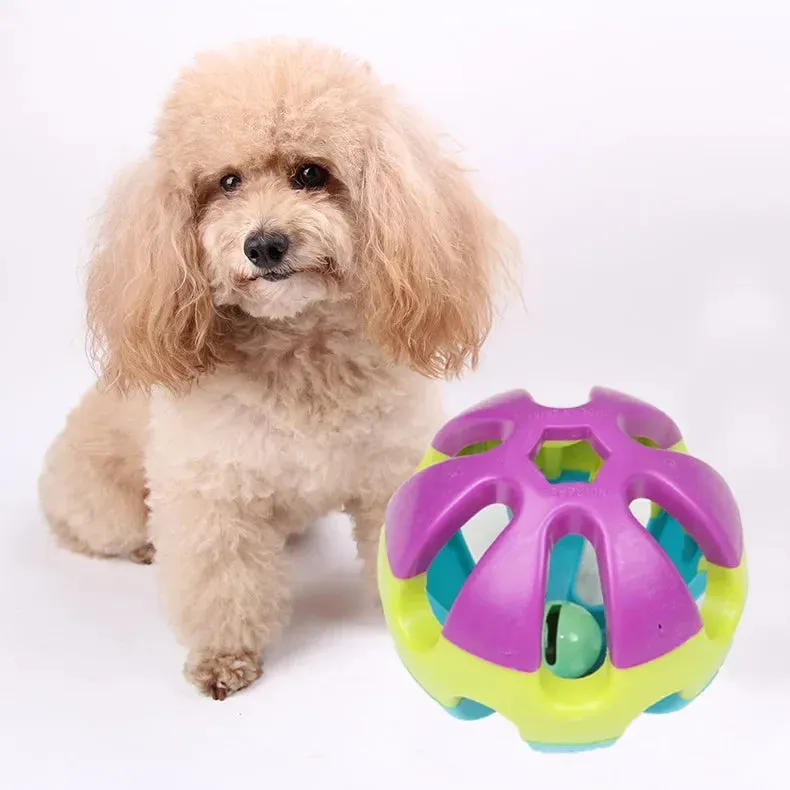 7.5cm ABS Pet Cat Dog Puppy Jingle Bell Ring Ball Round Roll Fetch Play Chewing Toy Multicolor Training Toys Interactive