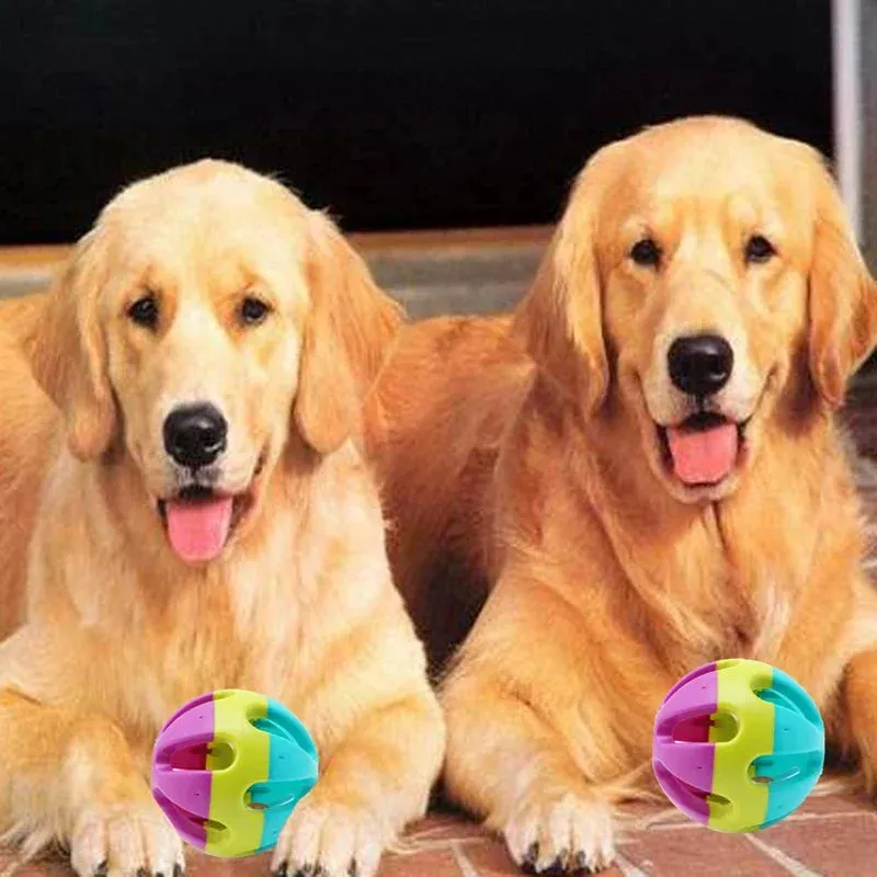 7.5cm ABS Pet Cat Dog Puppy Jingle Bell Ring Ball Round Roll Fetch Play Chewing Toy Multicolor Training Toys Interactive