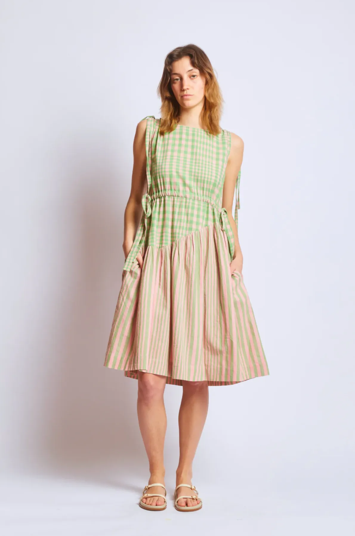 Athena Dress in Hudson Stripe Chex | Rujuta Sheth