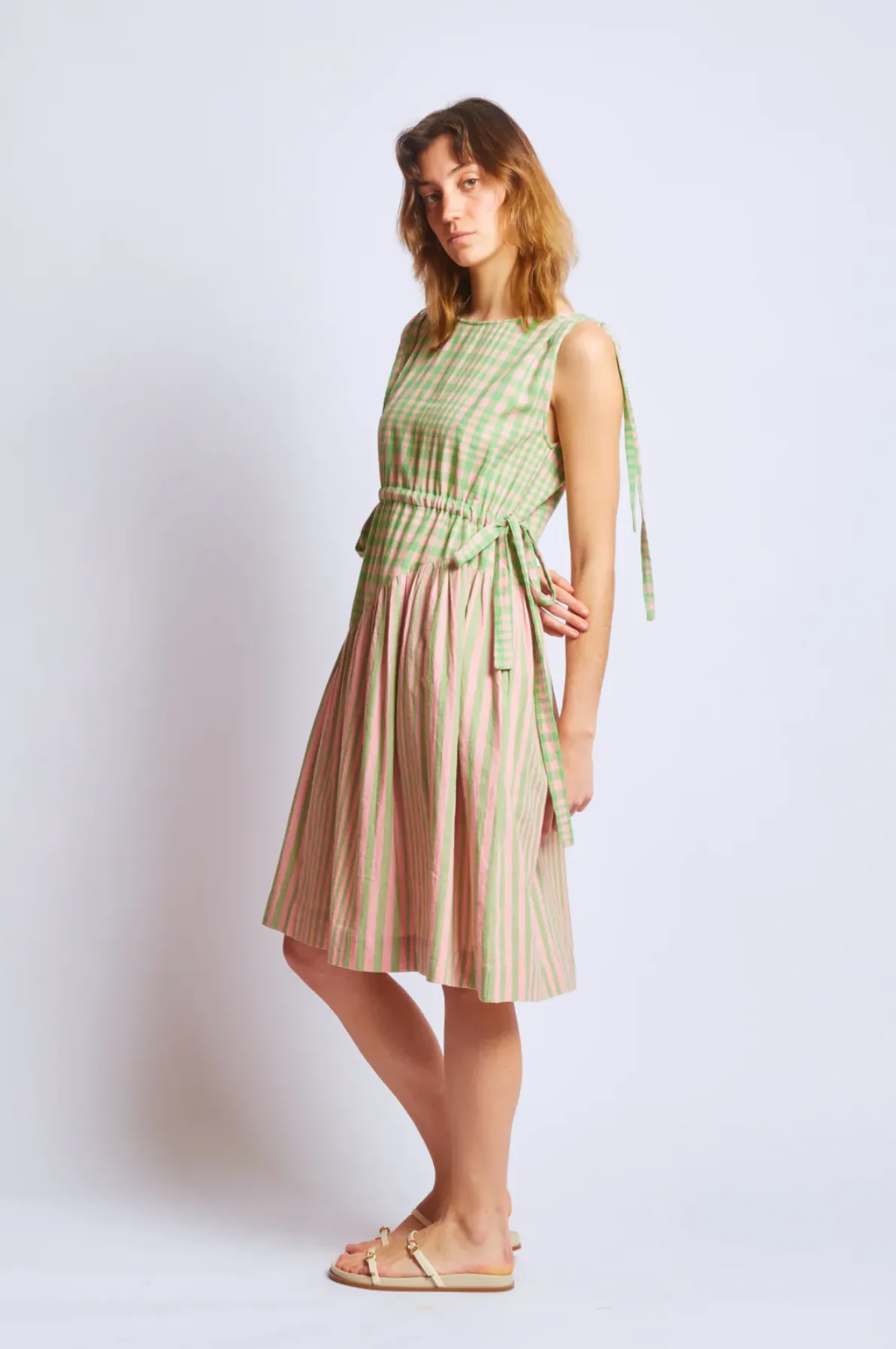 Athena Dress in Hudson Stripe Chex | Rujuta Sheth