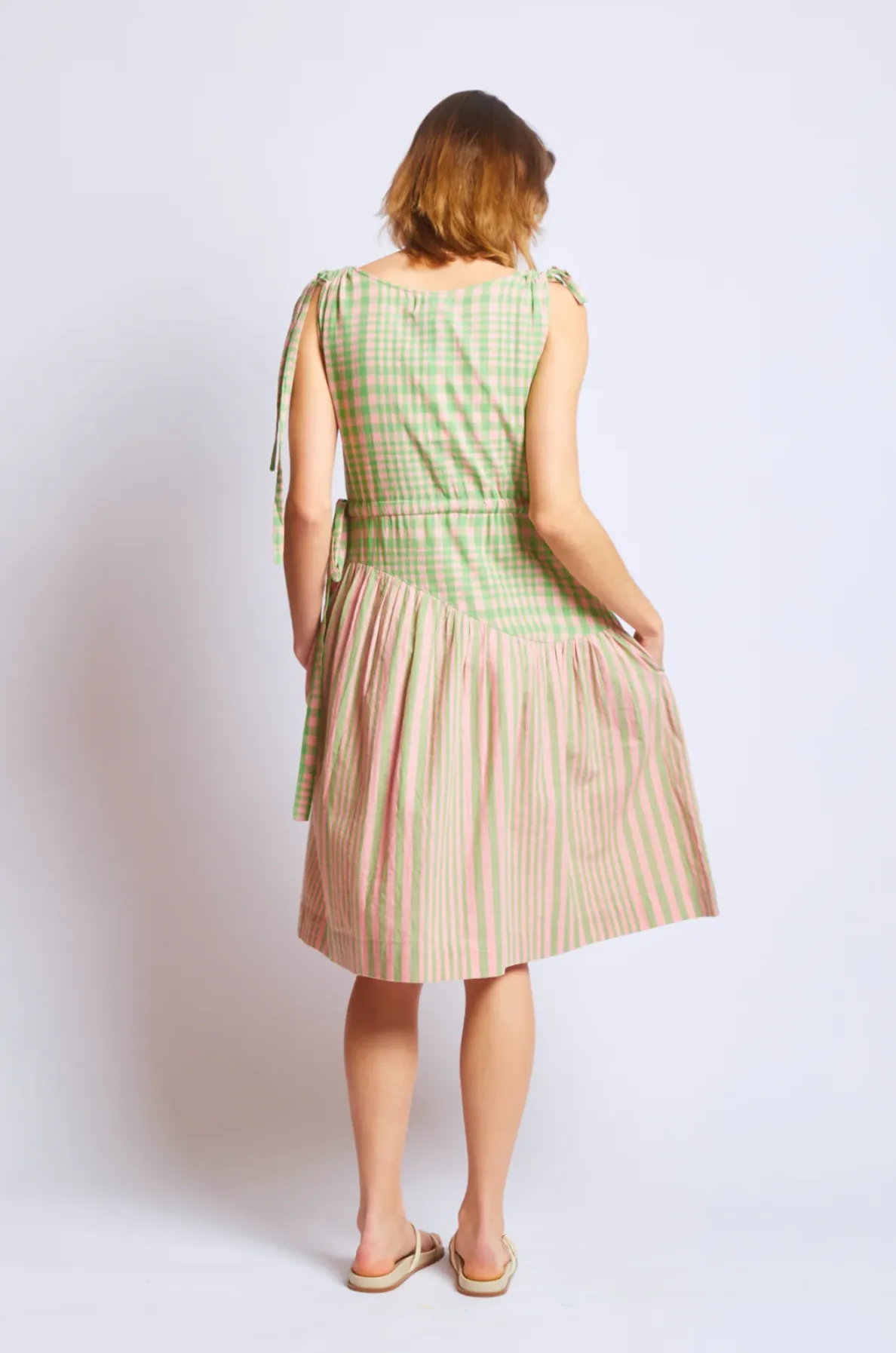Athena Dress in Hudson Stripe Chex | Rujuta Sheth