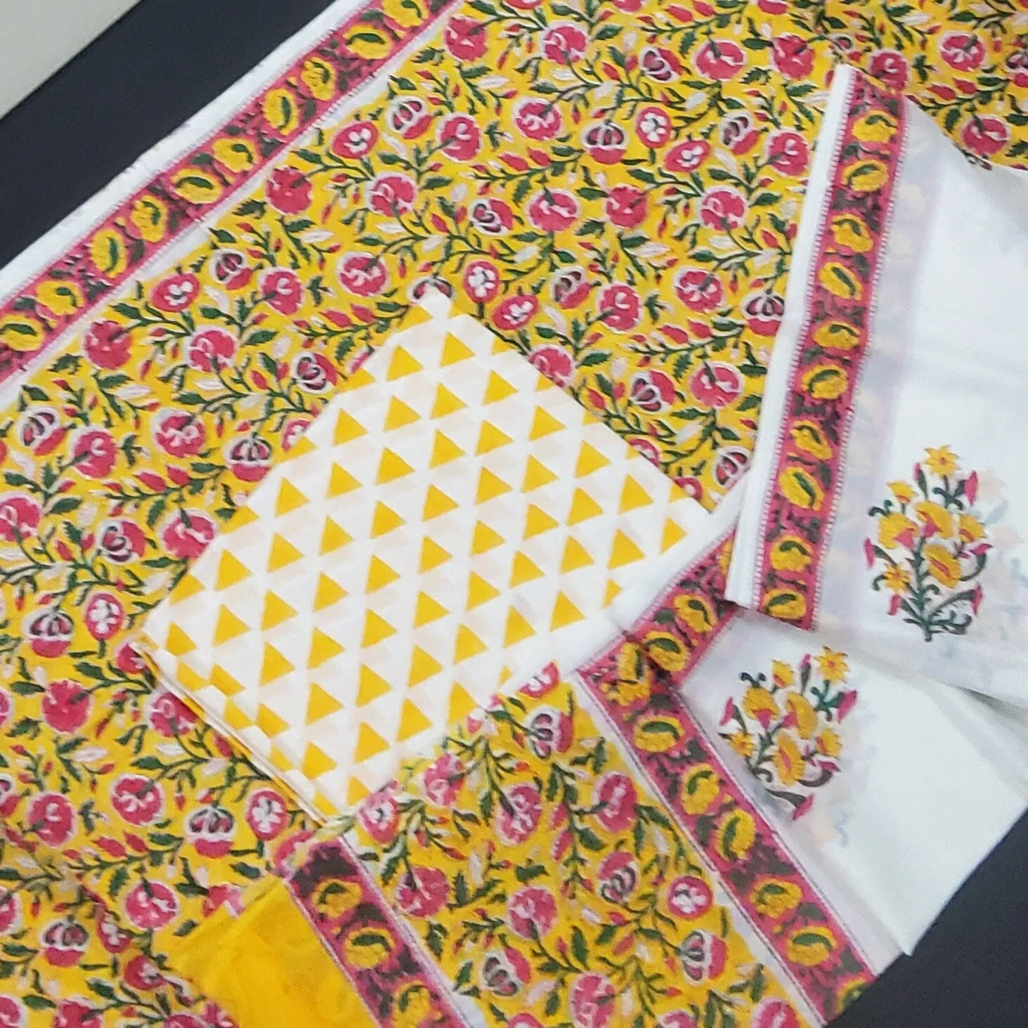 Bagru BlockPrint Cotton Dress Material with Cotton Dupatta *