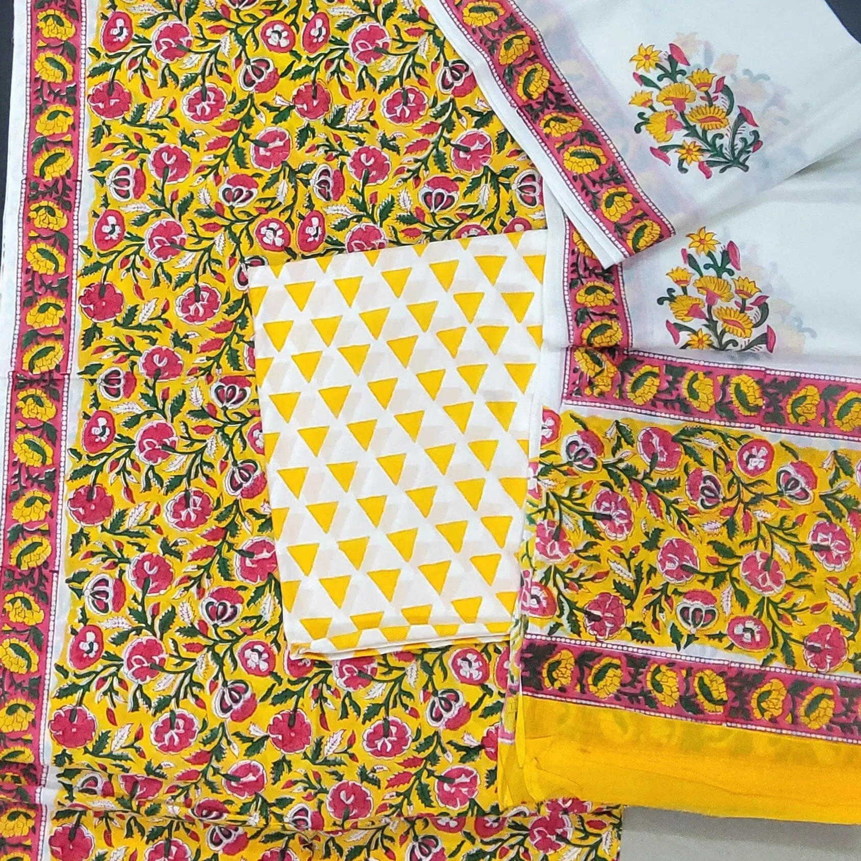 Bagru BlockPrint Cotton Dress Material with Cotton Dupatta *