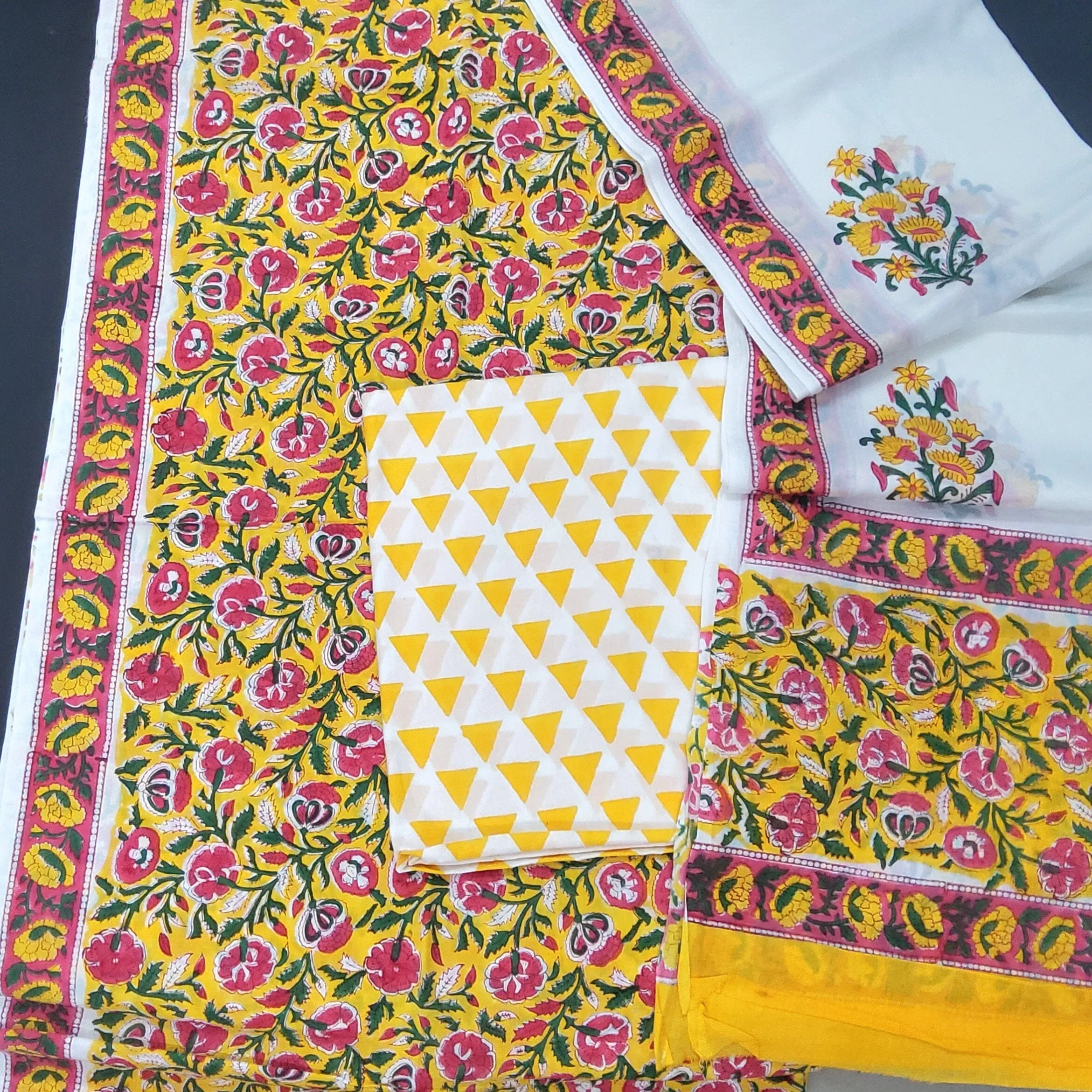 Bagru BlockPrint Cotton Dress Material with Cotton Dupatta *