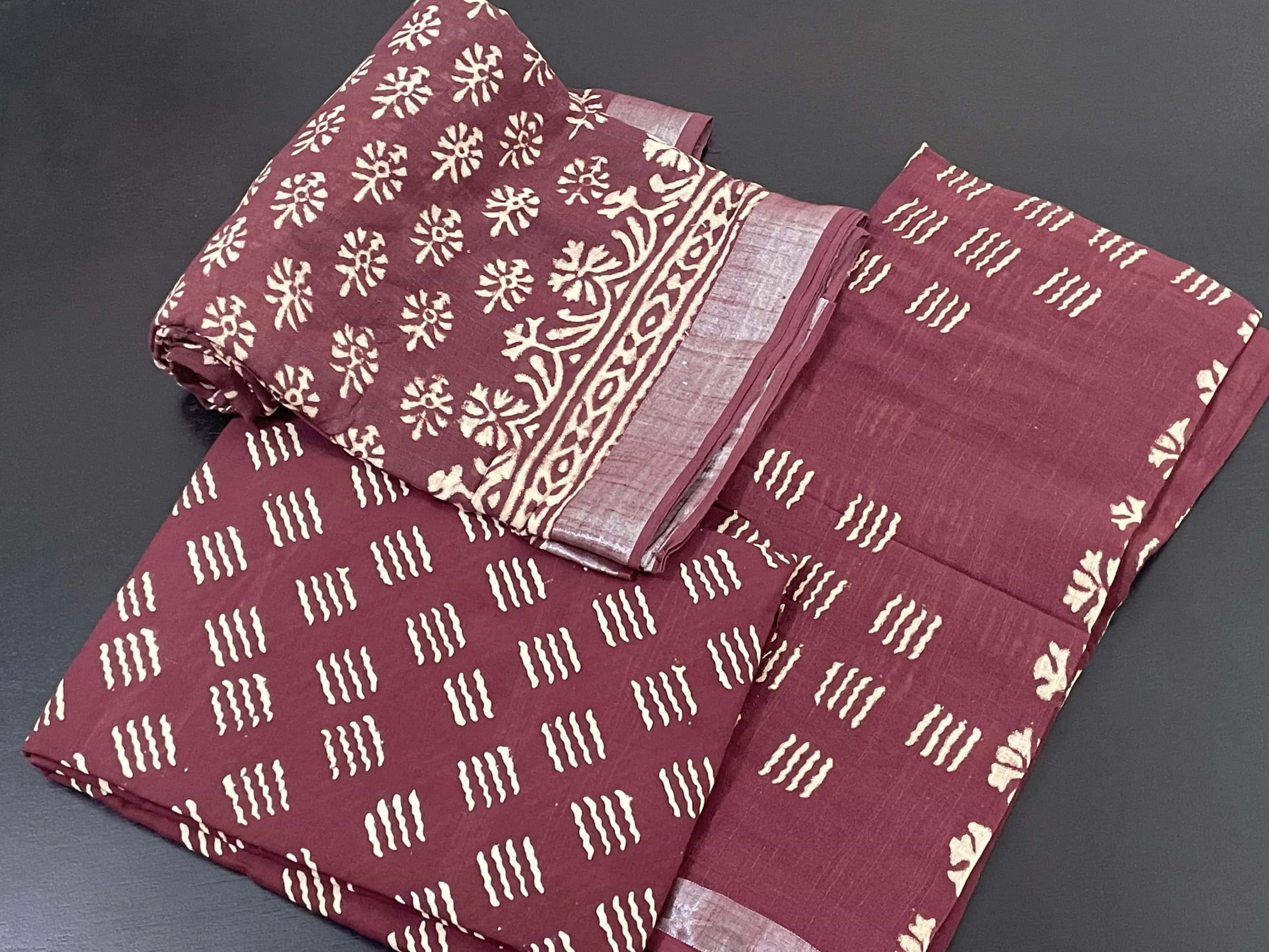Bagru Hand BlockPrint Linen Cotton Dress Material