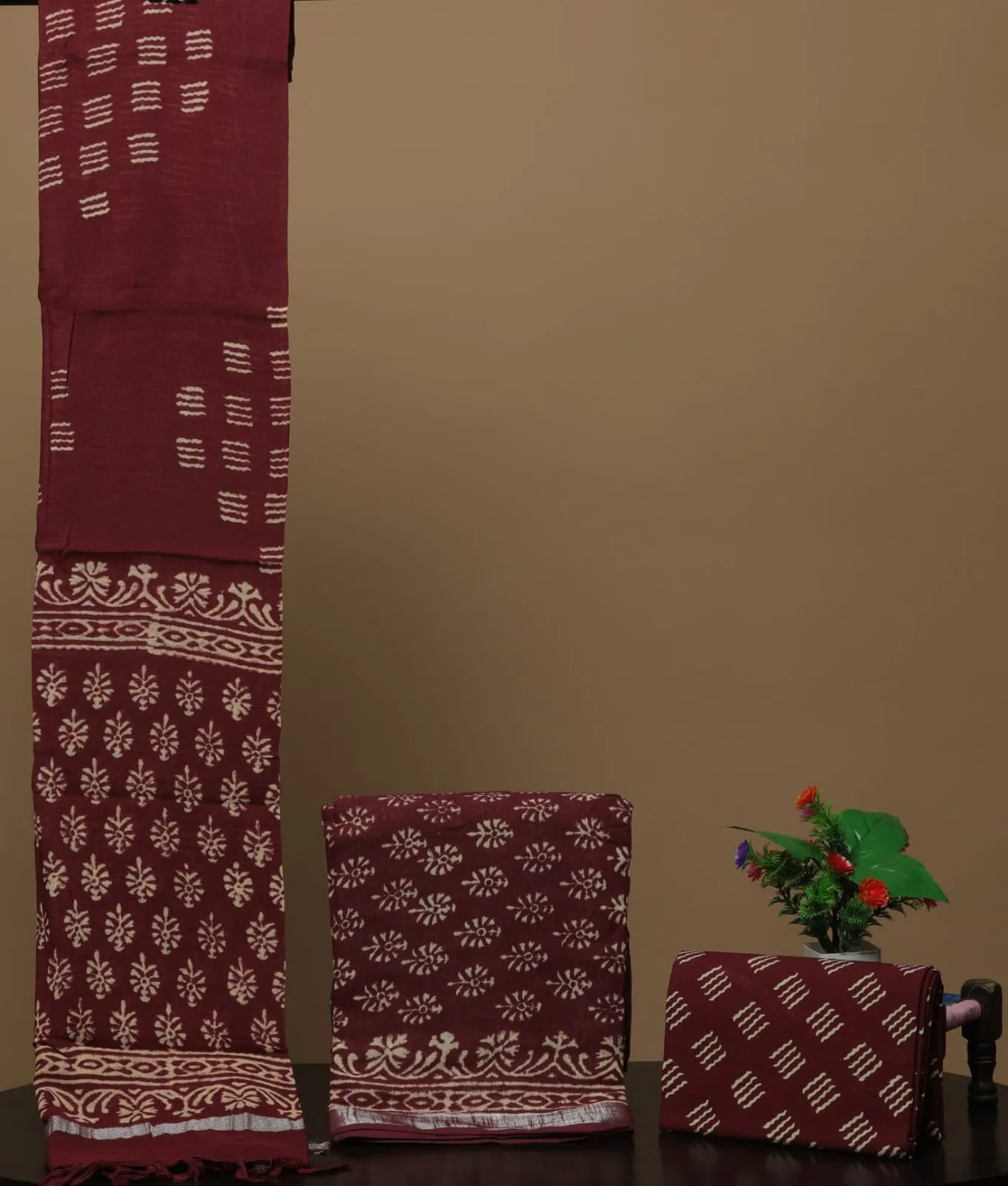 Bagru Hand BlockPrint Linen Cotton Dress Material