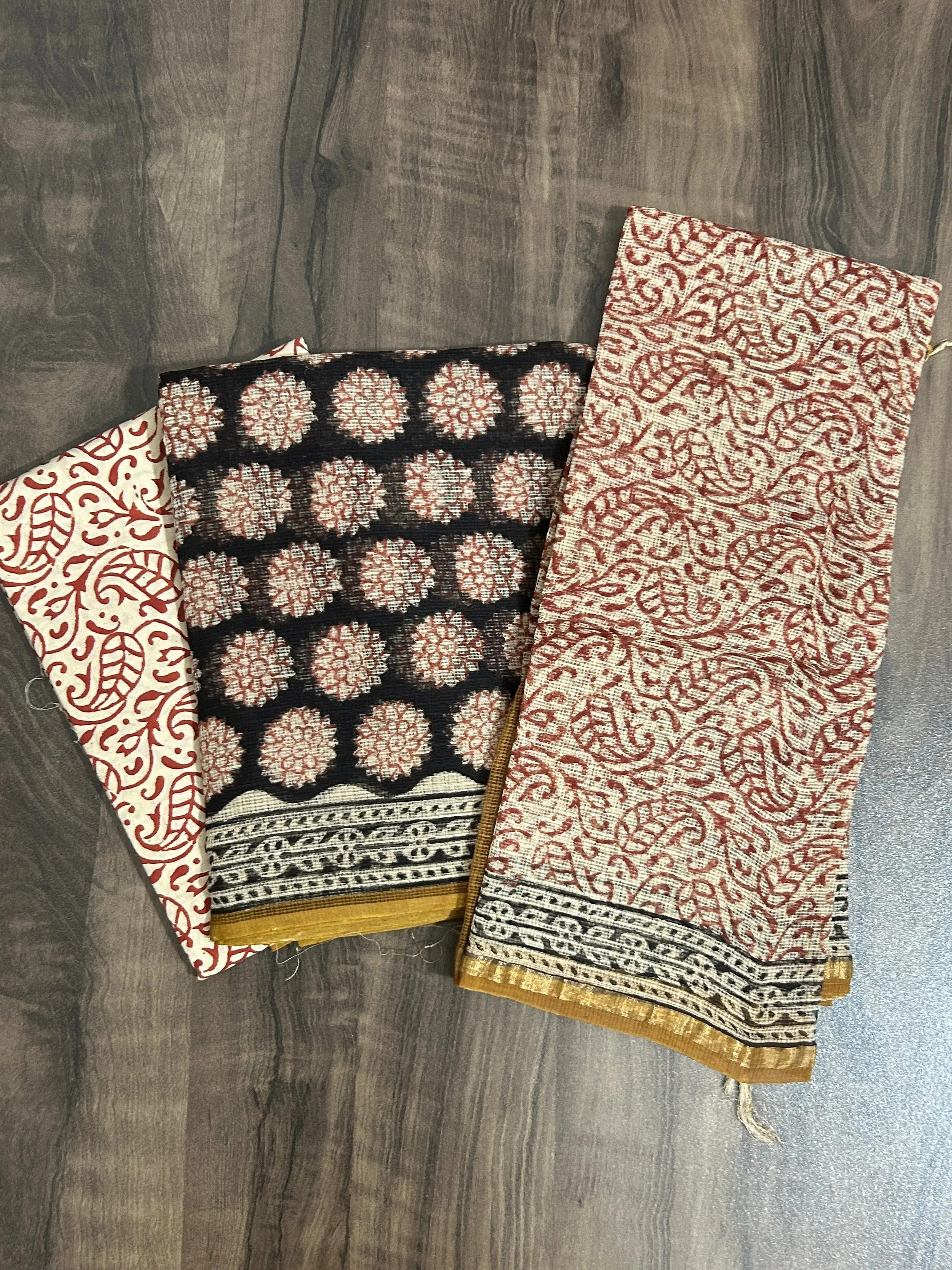 Black Kota Doria Hand BlockPrint Dress Material