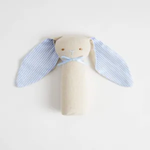 Bunny Rattle & Squeaker Linen (Blue)