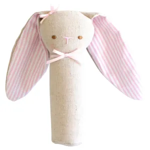 Bunny Rattle & Squeaker Linen (Pink)