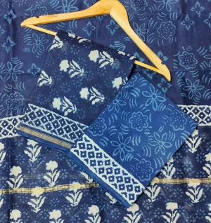 Chanderi Silk Cotton Hand BlockPrint Dress Material
