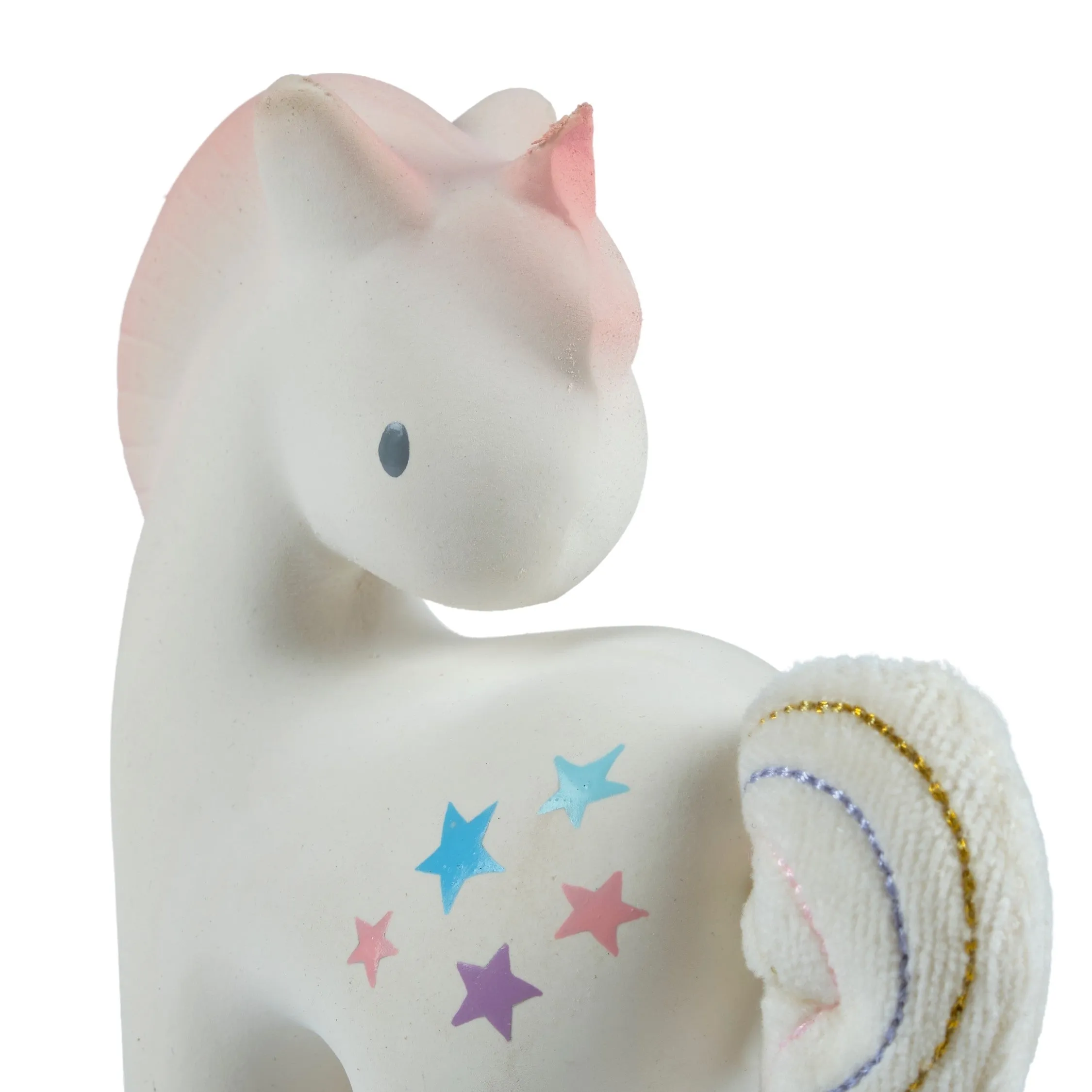 Cotton Candy Unicorn Organic Baby Teether and Rattle in Giftbox