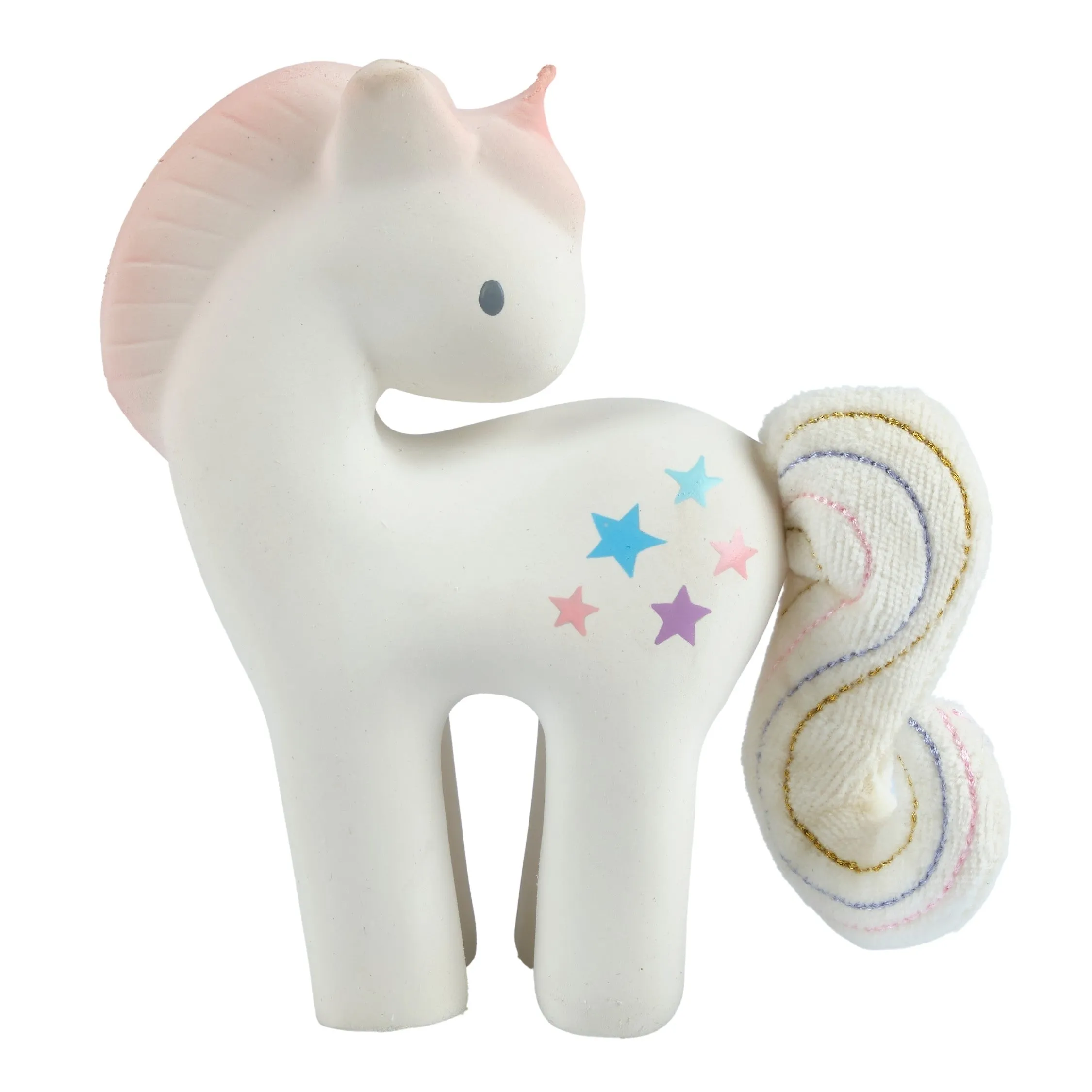 Cotton Candy Unicorn Organic Baby Teether and Rattle in Giftbox