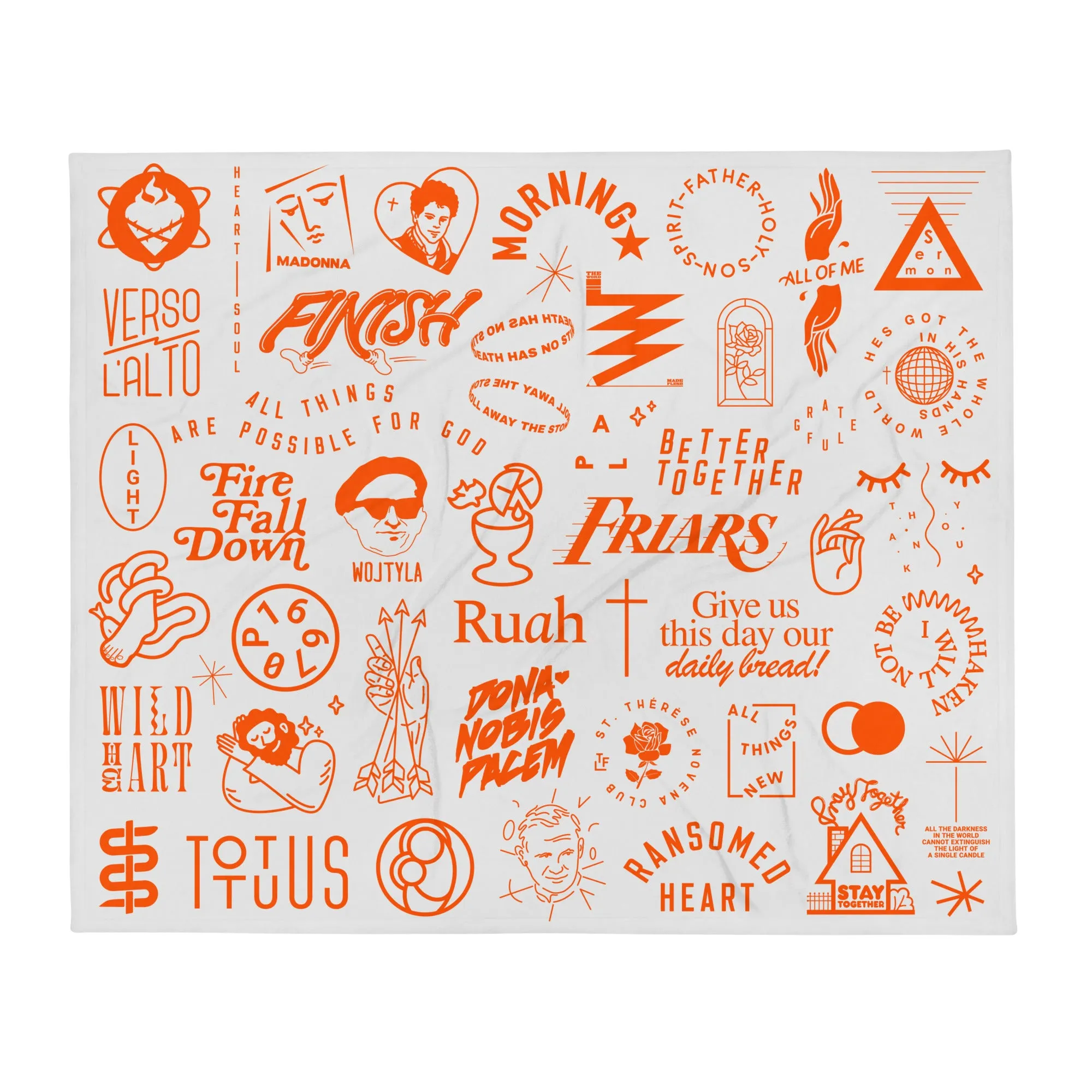 Design Compilation Throw Blanket | Light Grey and Orange