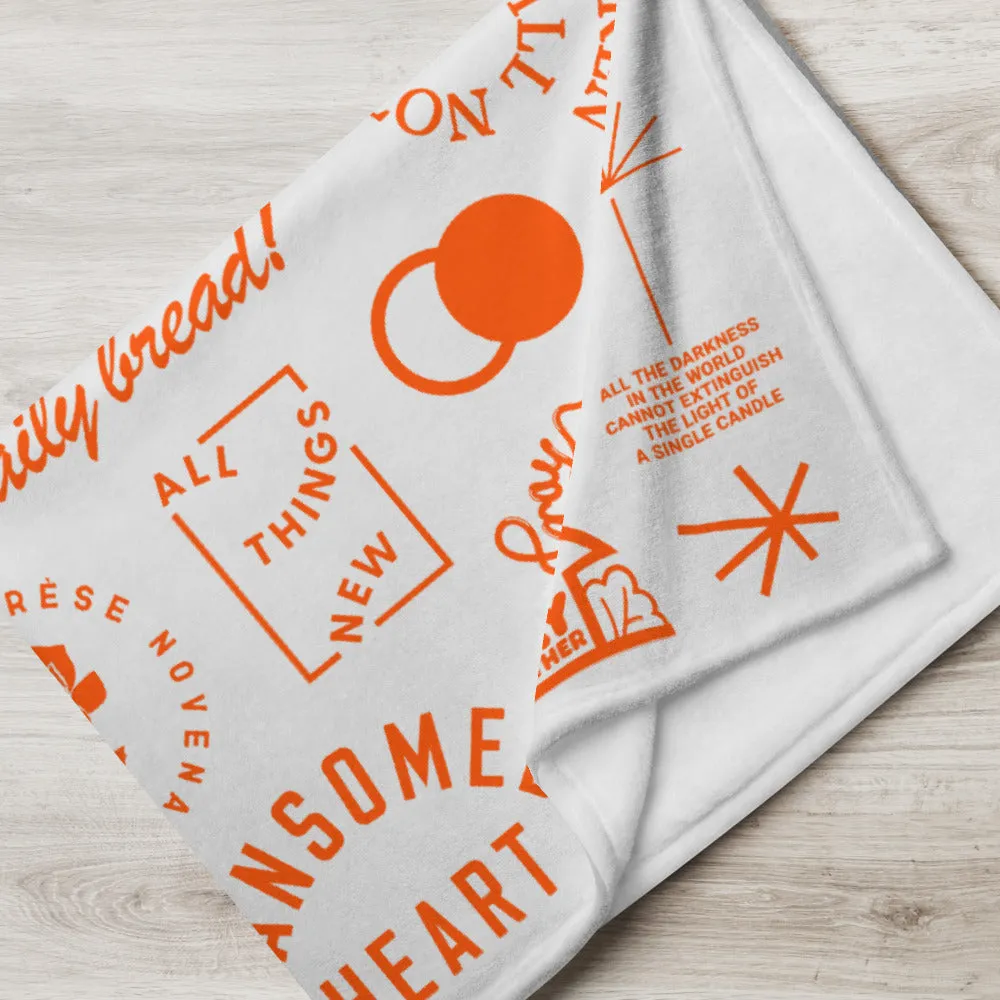 Design Compilation Throw Blanket | Light Grey and Orange
