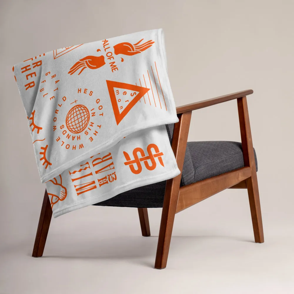 Design Compilation Throw Blanket | Light Grey and Orange