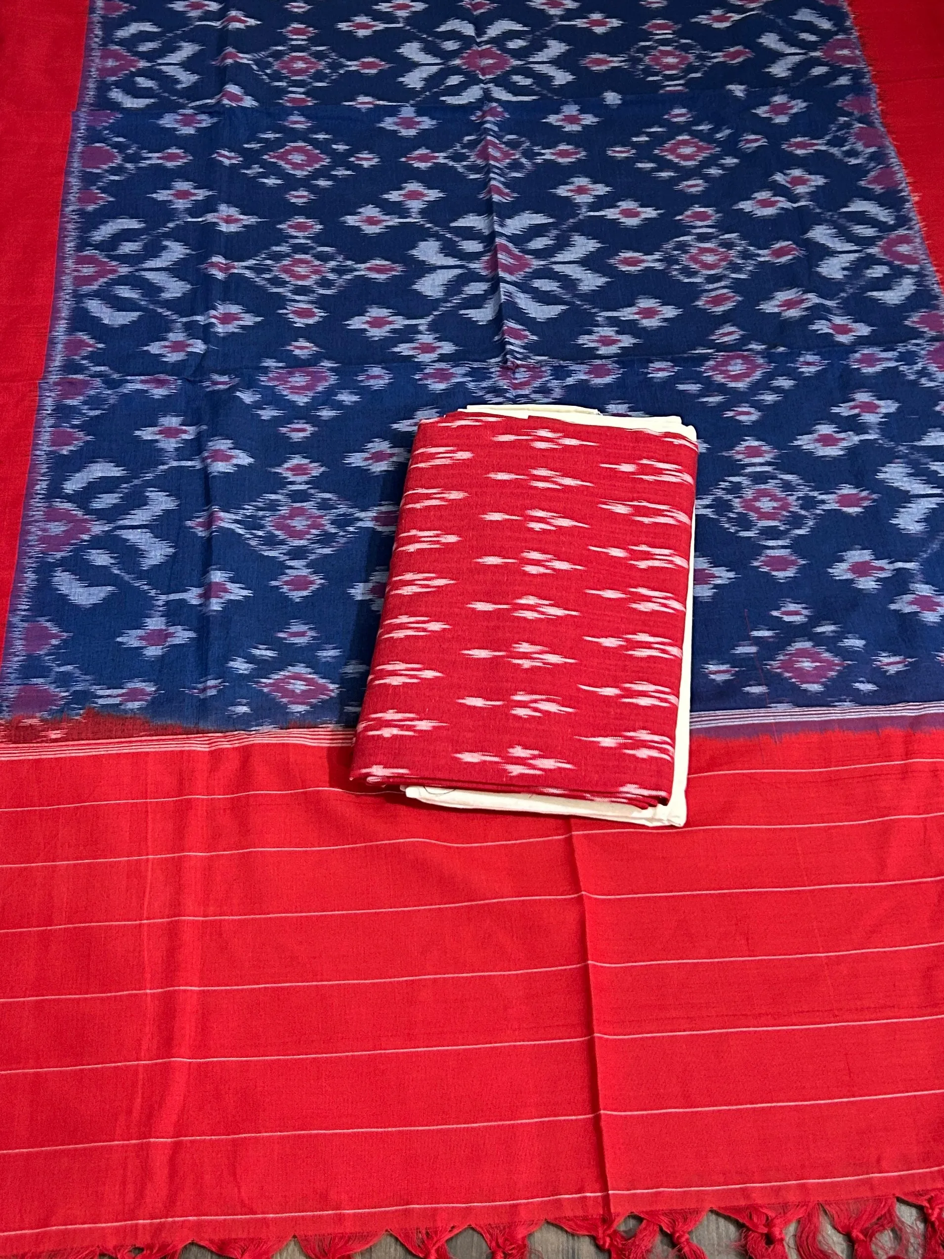 Double Ikat Mercerised Cotton Dress Material #