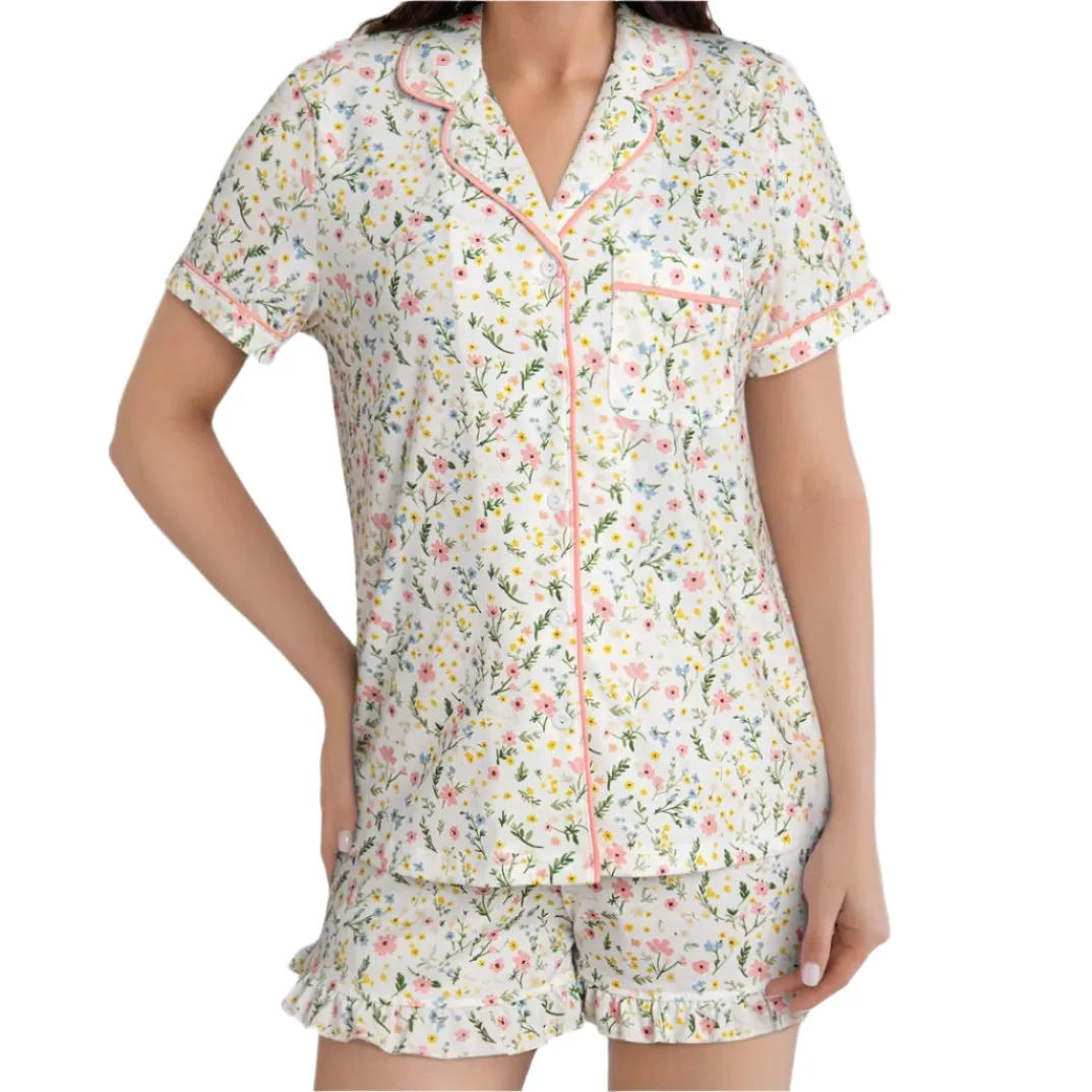 Floral Ruffled Shorts Pajama Set