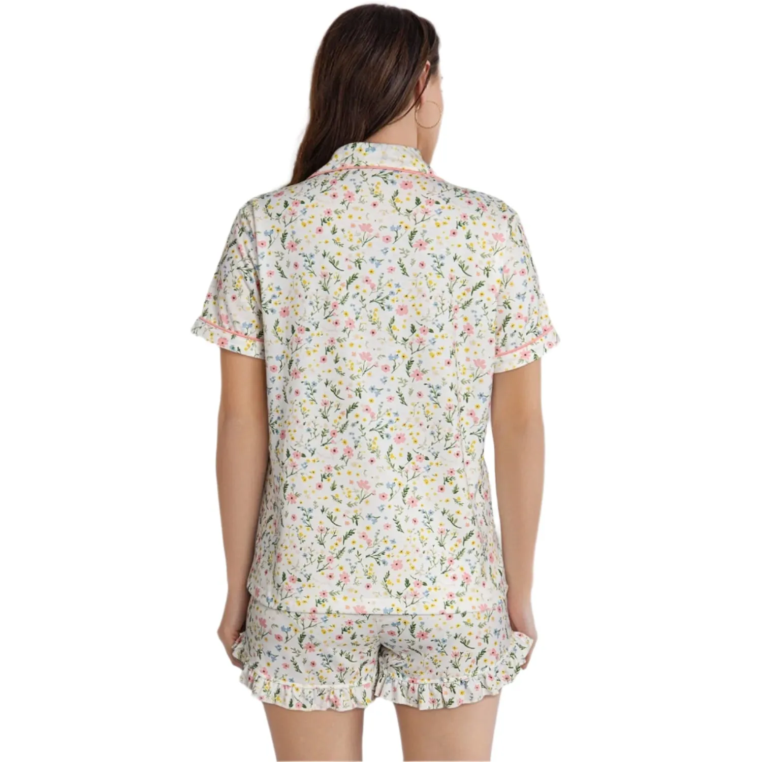 Floral Ruffled Shorts Pajama Set