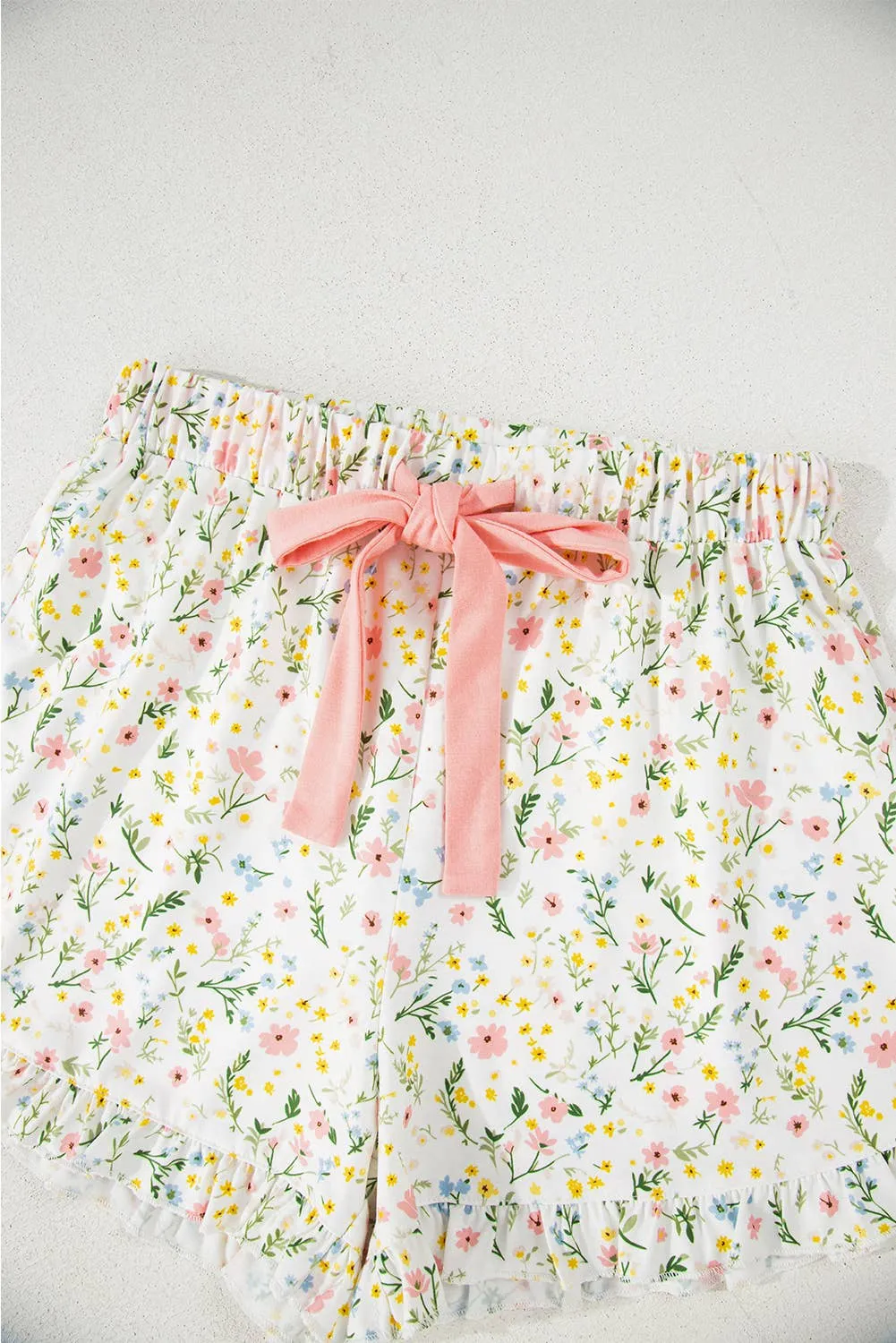 Floral Ruffled Shorts Pajama Set