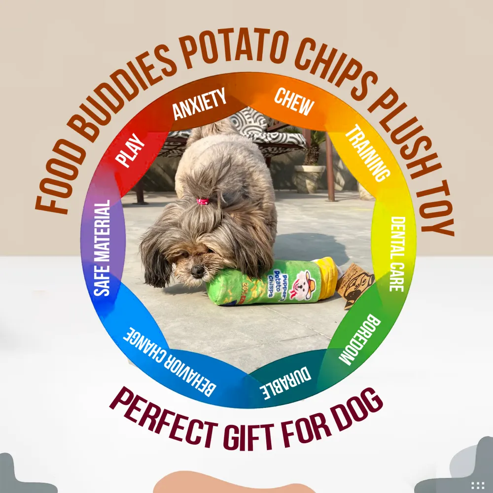 Goofy Tails Food Buddies Pupper Potato Chip Plush Toy for Dogs