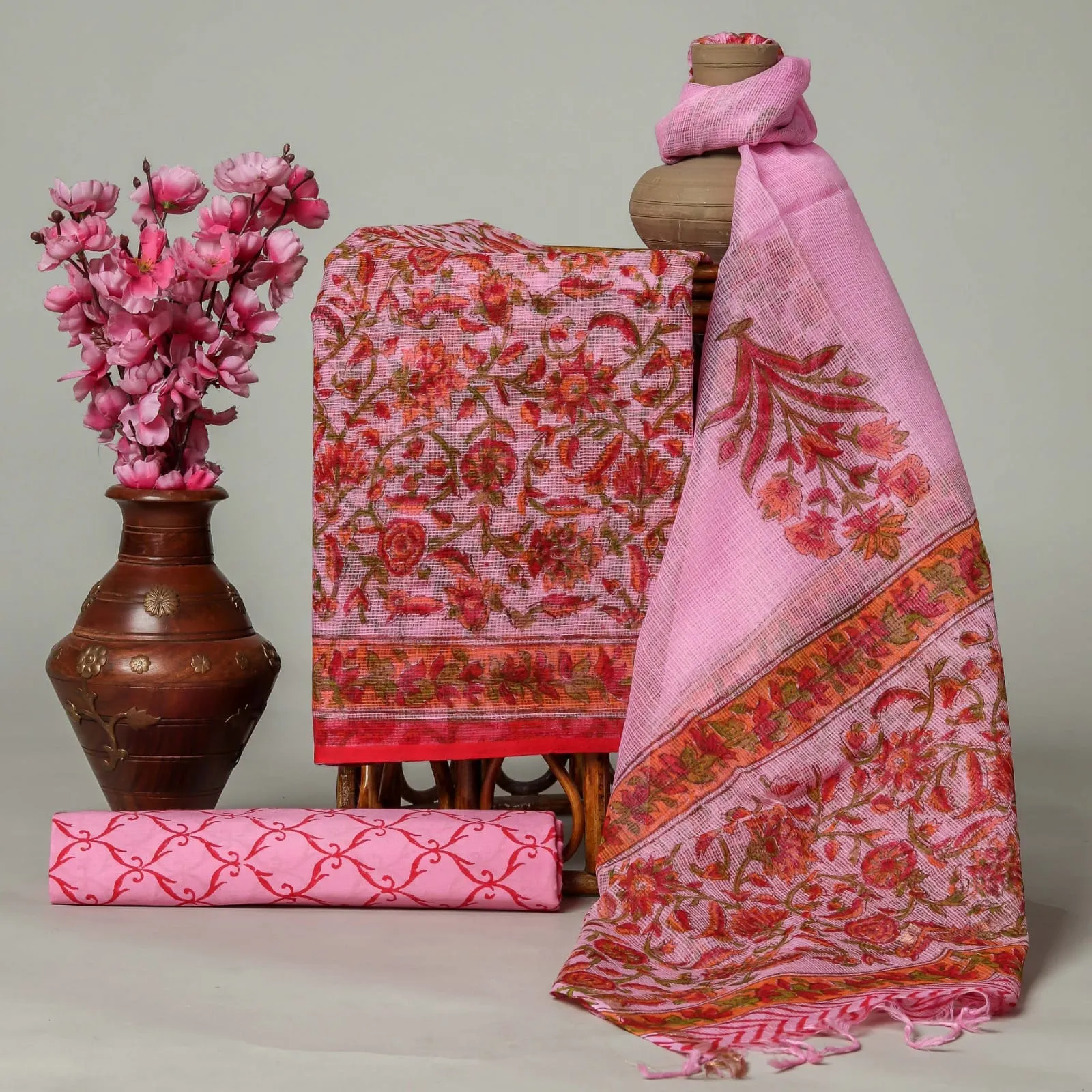 Hand Block Print Kota Doriya Dress Material