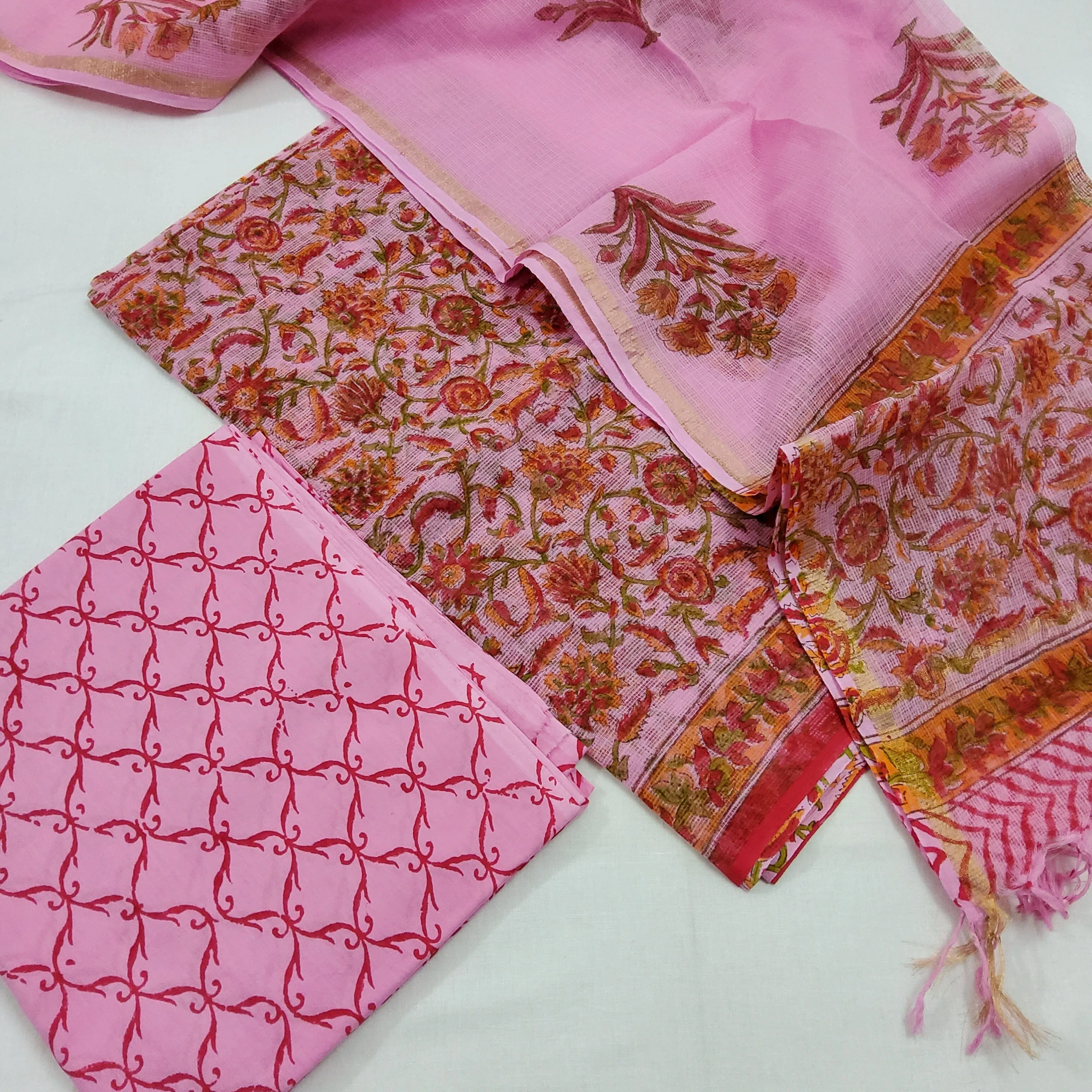 Hand Block Print Kota Doriya Dress Material