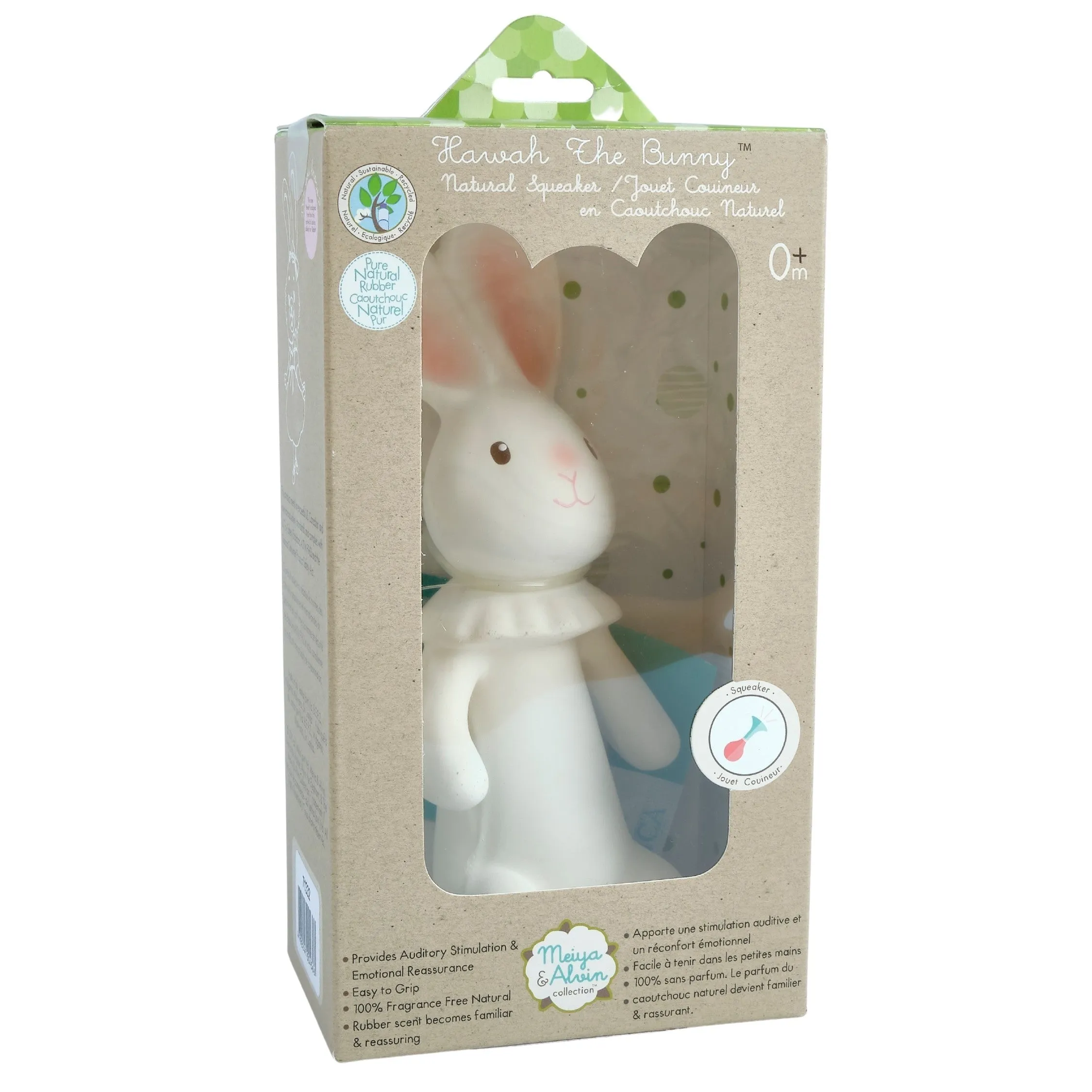 Havah the Bunny all Rubber Baby Teether Squeaker