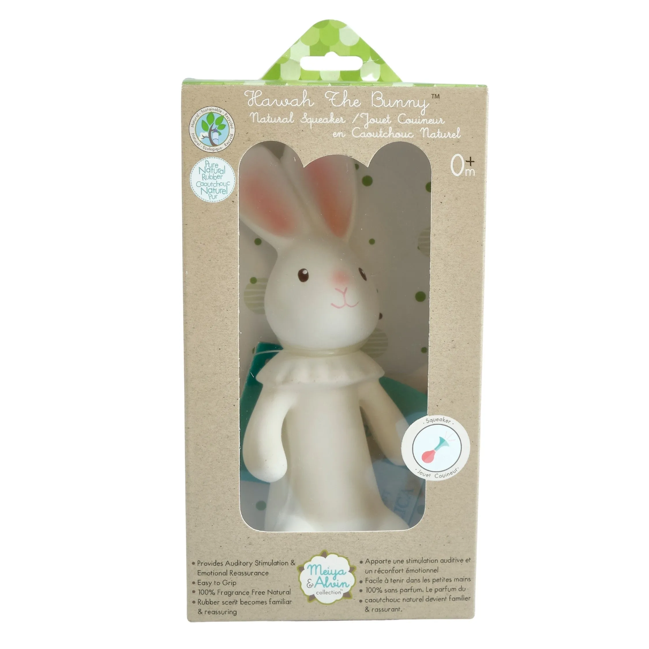 Havah the Bunny all Rubber Baby Teether Squeaker