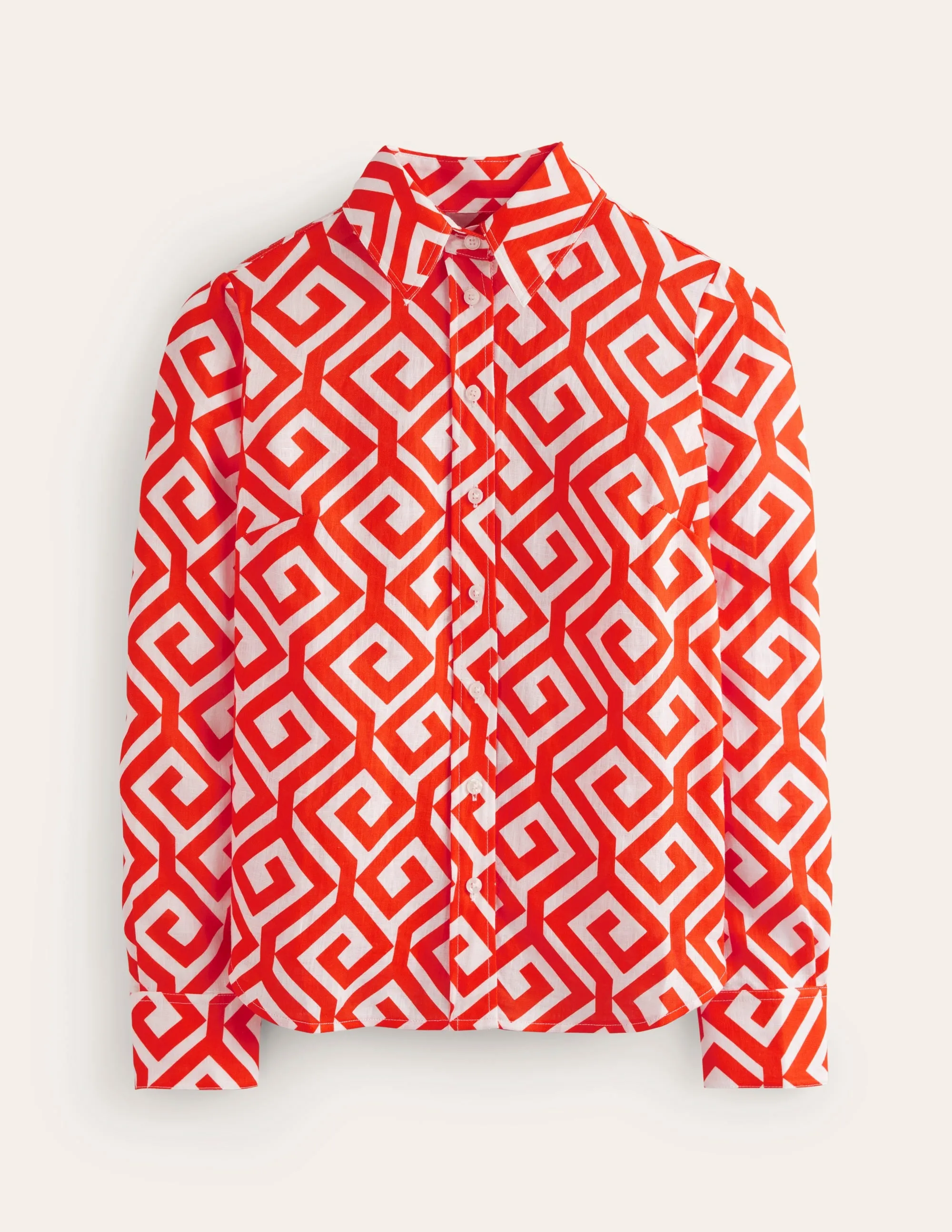 Sienna Linen Shirt-Flame Scarlett, Maze