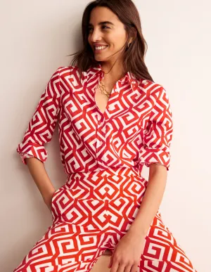 Sienna Linen Shirt-Flame Scarlett, Maze