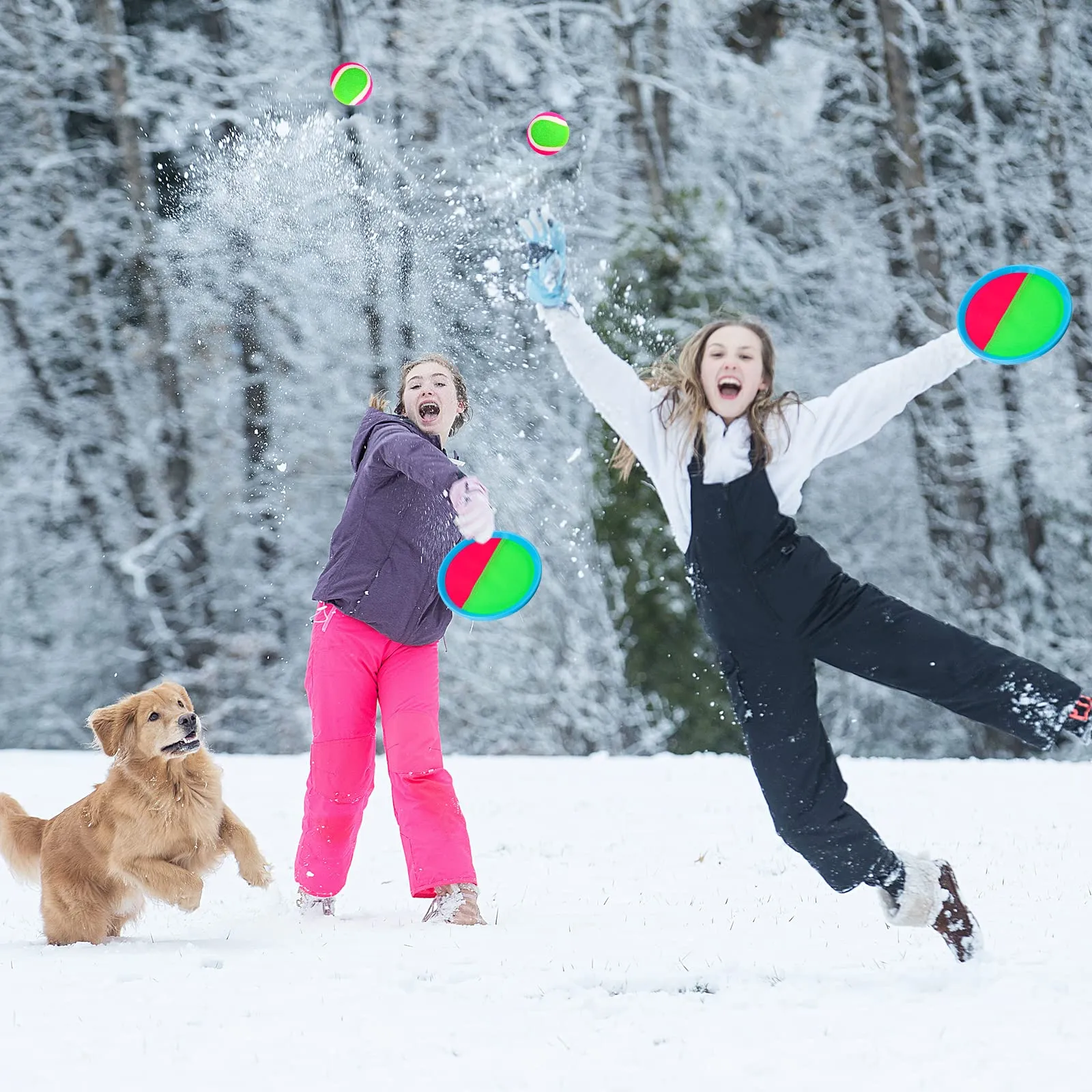 Toss and Catch Ball Game Outdoor Game for Kids Backyard Games Beach Game for Kids (Upgraded) (4 Paddles 4 Balls)