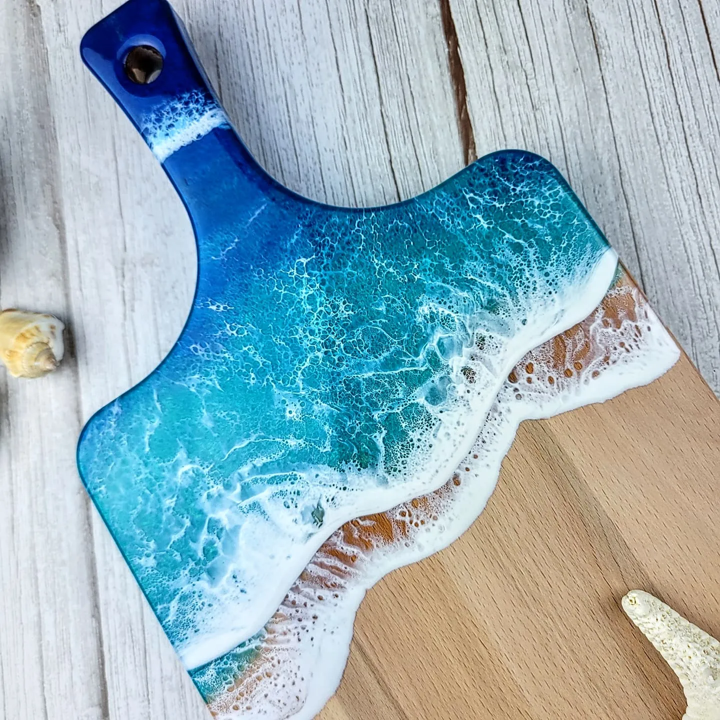 Tropical Blue Ocean Wave Serving Board