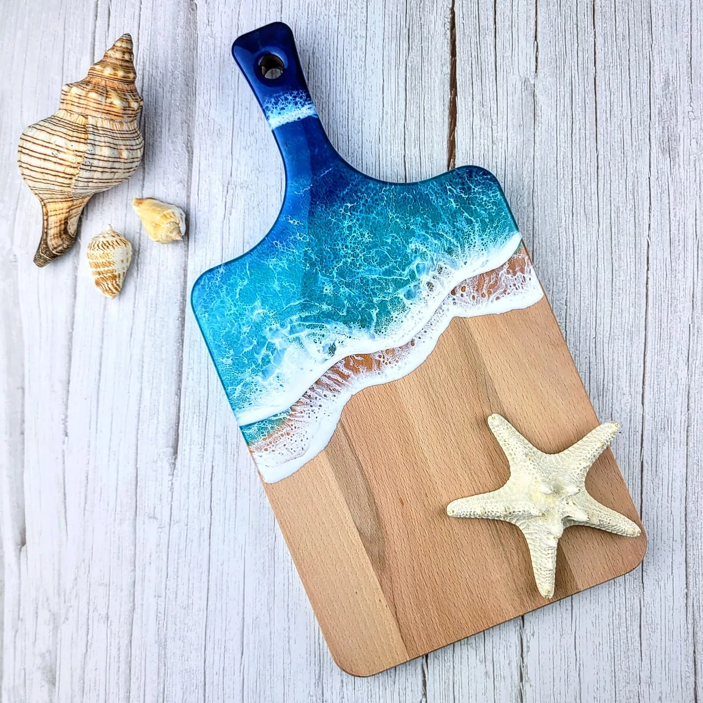 Tropical Blue Ocean Wave Serving Board
