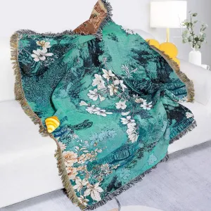 Vintage Floral Jacquard Throw Blanket for Versatile Comfort
