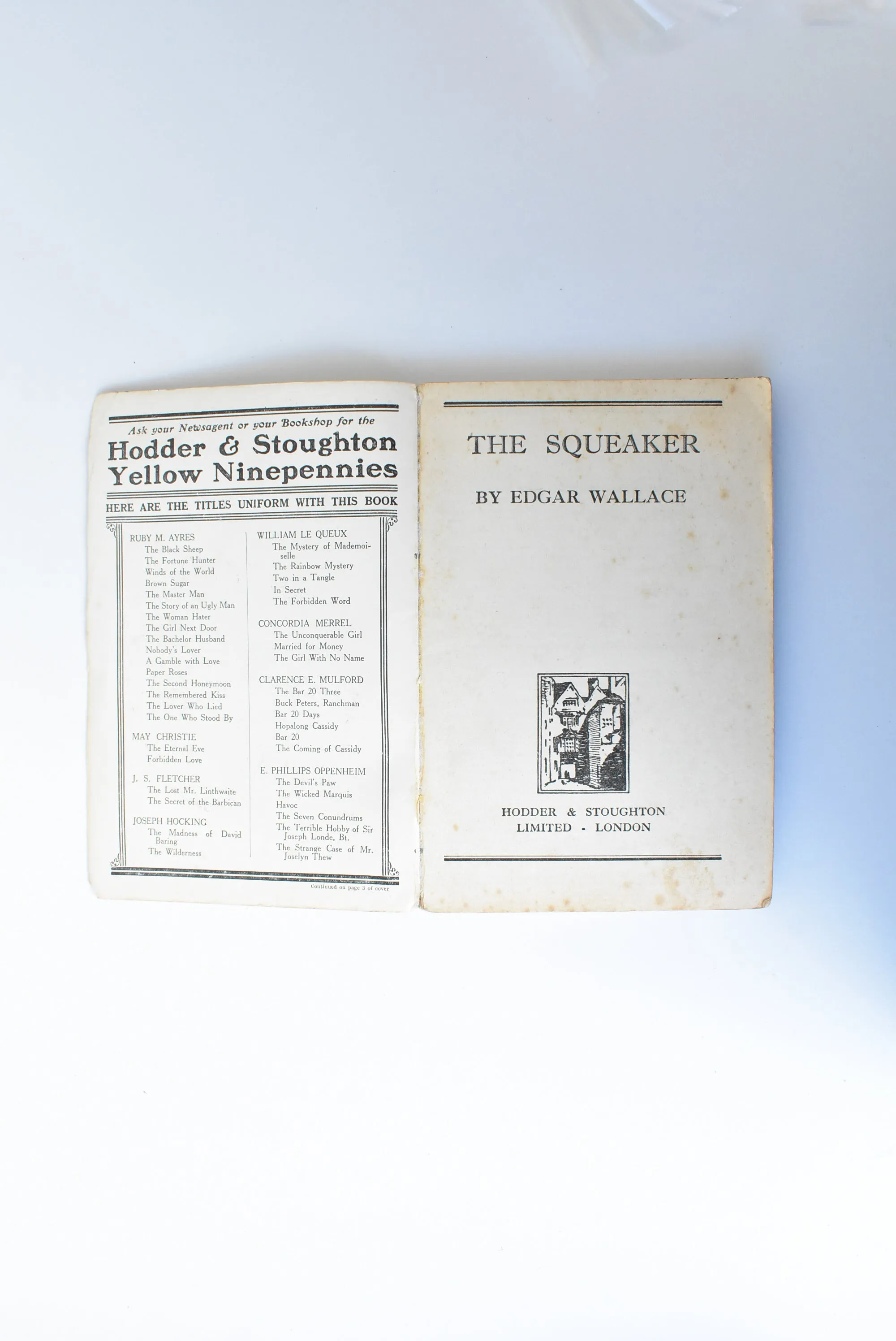 Vintage 'Yellow Ninepennies' The Squeaker, by Edgar Wallace